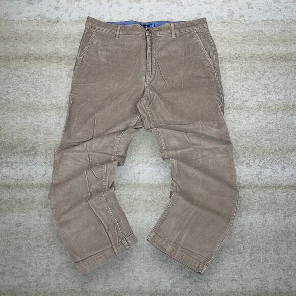 Izod Corduroy Pants Tan Regular Straight Leg Fit Flat Front - Picture 2 of 4